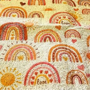 PVC Loofah Style Bath Mat Rainbow Motif 24” x 24”